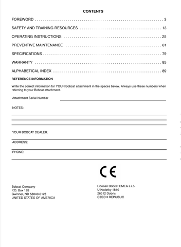 BOBCAT 18PLA (6989704ENGB) OPERATION & MAINTENANCE MANUAL PDF FILE