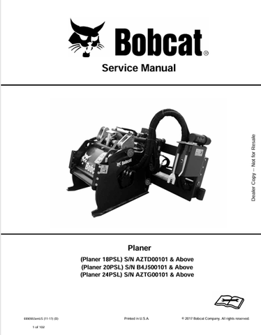 Discover the comprehensive service manual for BOBCAT 18PSL, 20PSL, and 24PSL planers. Download the PDF file for essential maintenance and repair guidance.