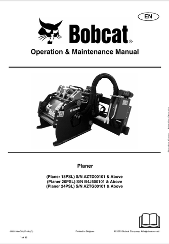 Discover the comprehensive operation and maintenance manual for BOBCAT 18PSL, 20PSL, and 24PSL planners. Download the PDF for essential guidance and support.
