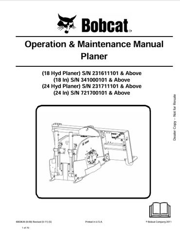 Discover the comprehensive operation and maintenance manual for the BOBCAT 18 and 24 Hyd Planers. Download the PDF file for essential guidelines and tips.