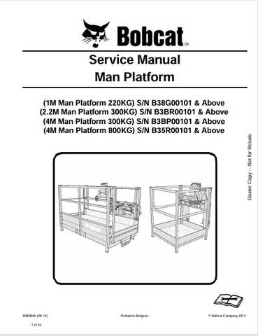  Discover the comprehensive service manual for BOBCAT man platforms, including 1M, 2.2M, and 4M models. Download the PDF for essential maintenance insights.
