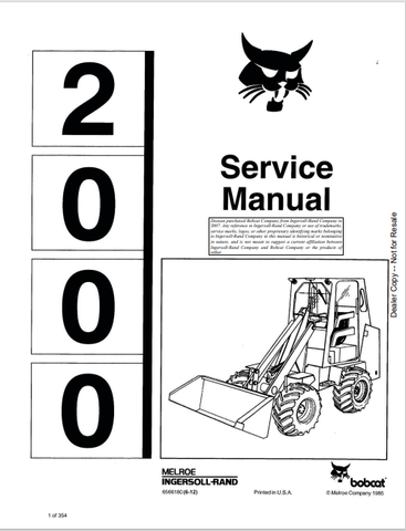 ccess the BOBCAT 2000 Service Manual (6566180) in PDF format. Get detailed maintenance and repair information to keep your equipment running smoothly.