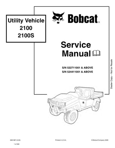 Enhance your maintenance capabilities with the BOBCAT 2100, 2100S Utility Vehicle Service Manual (Part No. 6901987). This comprehensive PDF file provides detailed instructions and diagrams for servicing models 522711001, 524411001, and up, ensuring you have the essential information at your fingertips. With this manual, you can confidently tackle repairs and maintenance, prolonging the life of your utility vehicle and maximizing its performance. Don't miss out on the opportunity to keep your BOBCAT running 