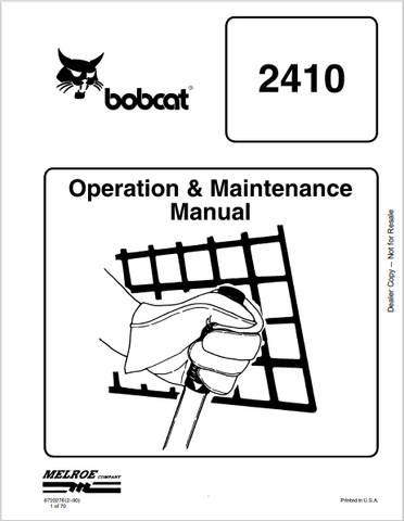 Discover the comprehensive BOBCAT 2410 Operation & Maintenance Manual (6520276) in PDF format. Ensure optimal performance and longevity of your equipment.