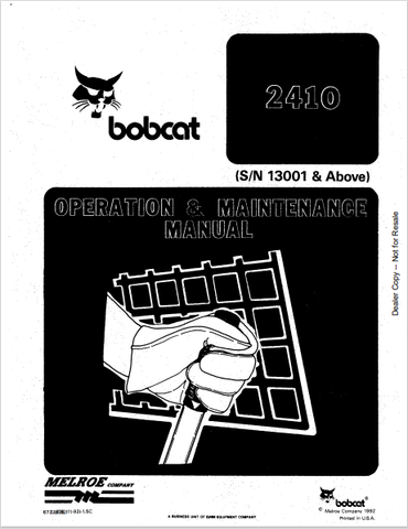 Discover the comprehensive BOBCAT 2410 Operation & Maintenance Manual (6722326) in PDF format. Access essential guidelines for optimal performance and care.