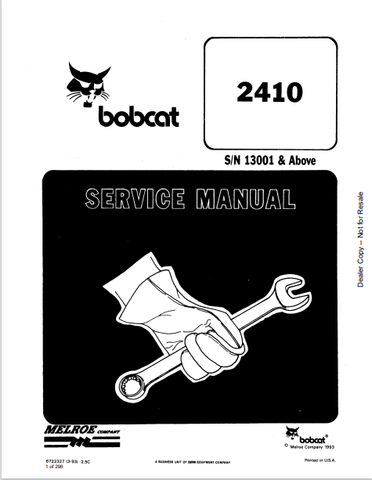 Access the BOBCAT 2410 Service Manual (6722327) in PDF format. Get detailed maintenance and repair information to keep your equipment running smoothly.
