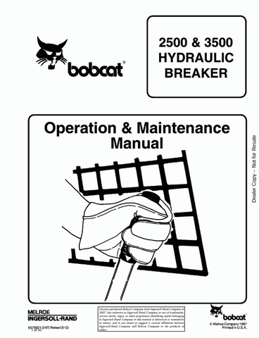 BOBCAT 2500, 3500 (6570621) OPERATION AND MAINTENANCE MANUAL PDF FILE