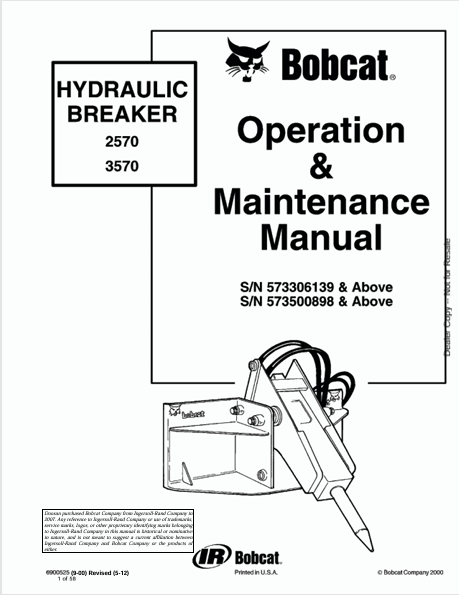 Discover the comprehensive operation and maintenance manual for BOBCAT 2570 and 3570 hydraulic breakers. Download the PDF for essential guidelines and tips.
