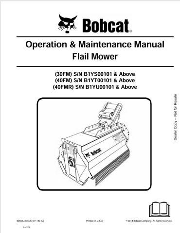  Discover the comprehensive operation and maintenance manual for BOBCAT 30FM, 40FM, and 40FMR flail mowers. Download the PDF for essential guidance.