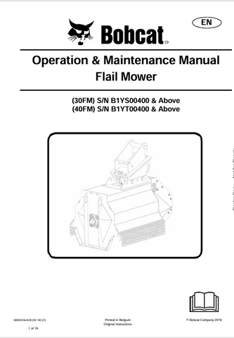  Discover the comprehensive operation and maintenance manual for BOBCAT 30FM and 40FM flail mowers. Download the PDF file for essential guidance and tips.