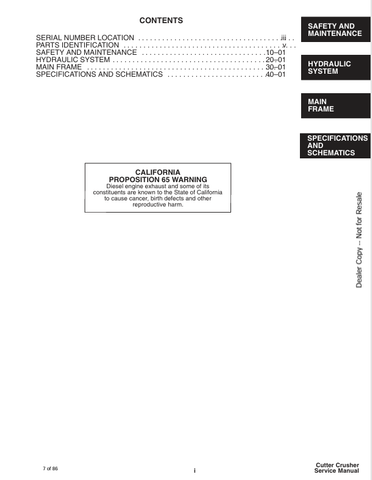 BOBCAT 30, 40 CUTTER CRUSHER (6901073) SERVICE MANUAL PDF FILE