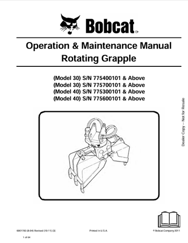  Discover the comprehensive operation and maintenance manual for BOBCAT 30 and 40 rotating grapples. Download the PDF file for essential guidelines and tips.