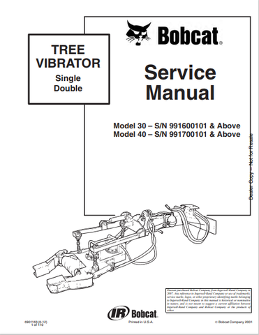 Discover the comprehensive BOBCAT 30, 40 Tree Vibration Service Manual (6901163) in PDF format. Access essential maintenance and repair information today.