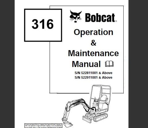 Discover the essential guide for your BOBCAT 316 Hydraulic Excavator with our comprehensive Operation & Maintenance Manual. This PDF file is designed to provide you with all the necessary information to operate your excavator safely and efficiently, ensuring optimal performance on every job site.