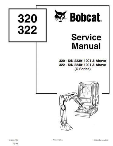 Unlock the full potential of your BOBCAT 320, 322, 320G, and 322G mini excavators with the comprehensive service manual (part number 223911001) available in a convenient PDF format. This essential guide provides detailed instructions, diagrams, and troubleshooting tips to ensure your equipment runs smoothly and efficiently. Whether you're a seasoned professional or a DIY enthusiast, this manual is your go-to resource for maintenance and repairs, helping you save time and money while keeping your excavator