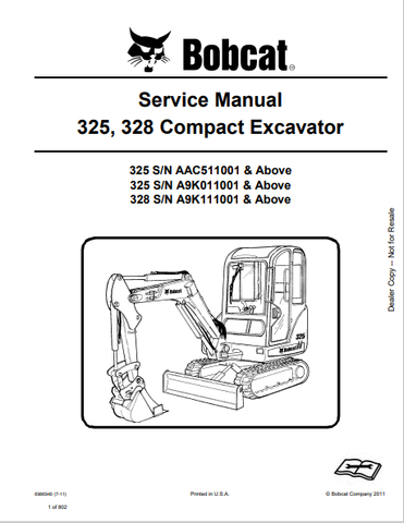  Discover the comprehensive service manual for BOBCAT 325 and 328 compact excavators. Download the PDF file (6904770) for expert maintenance and repair guidance.