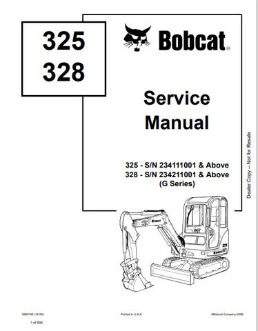 Discover the comprehensive service manual for BOBCAT 325 and 328 (6986939). Download the PDF for essential maintenance and repair guidance today.