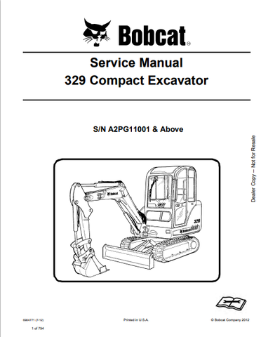 Discover the comprehensive service manual for the BOBCAT 329 Compact Excavator (6904771). Download the PDF for expert maintenance and repair guidance.