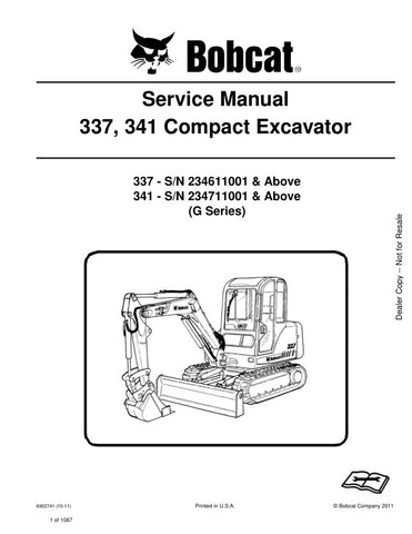 Enhance your Bobcat 337 and 341 excavator's performance with the comprehensive Service Manual (Part Numbers: 234611001, 234711001 & UP, 6902741). This PDF file, covering models from 2010 to 2011, provides detailed maintenance guidelines, troubleshooting tips, and repair procedures to keep your equipment running smoothly. With easy navigation and clear illustrations, this manual is an essential resource for both professionals and DIY enthusiasts, ensuring you maximize the lifespan and efficiency of your exca