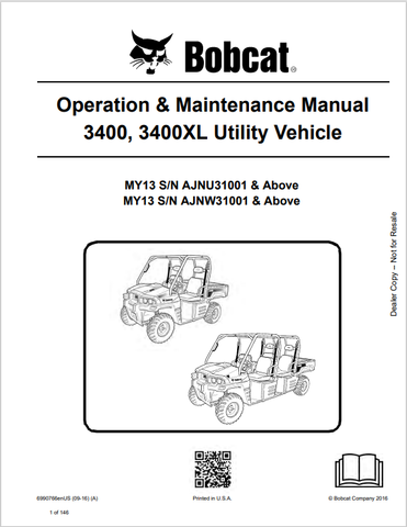 Discover the comprehensive operation and maintenance manual for BOBCAT 3400 and 3400XL. Download the PDF file for essential guidelines and tips.