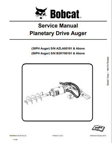  Discover the comprehensive service manual for BOBCAT 35PH and 50PH Auger Planetary Drive. Download the PDF file for essential maintenance and repair guidance.