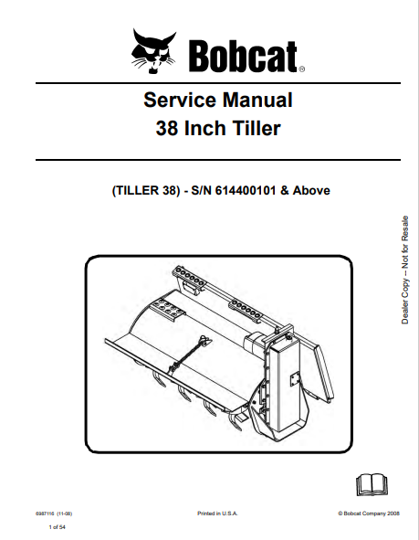 Discover the comprehensive BOBCAT 38 Inch Tiller Service Manual (6987116) in PDF format. Access essential maintenance and repair information for optimal performance.