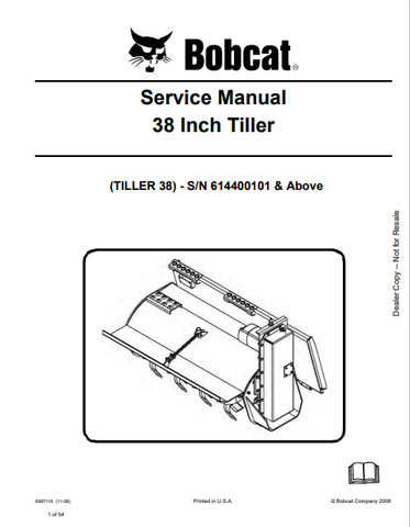 Discover the comprehensive BOBCAT 38 Inch Tiller Service Manual (6987116) in PDF format. Access essential maintenance and repair information for optimal performance.