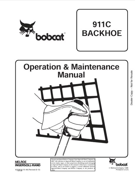 Discover the comprehensive BOBCAT 3911C Backhoe Operation & Maintenance Manual (6722616) in PDF format. Essential for safe and efficient equipment use.