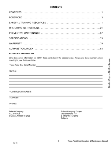 BOBCAT 3DH72 (6989428) OPERATION & MAINTENANCE MANUAL PDF FILE