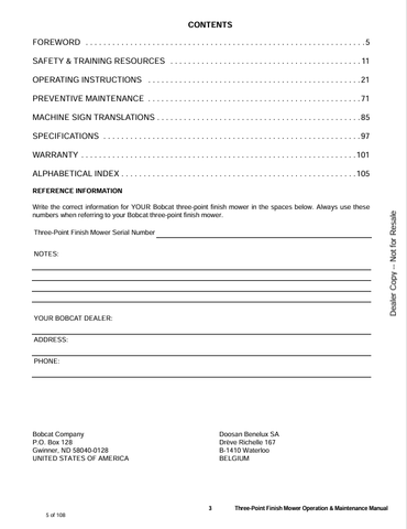 BOBCAT 3FM60, 3FM72 (6989545) OPERATION & MAINTENANCE MANUAL PDF FILE