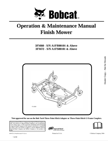  Discover the comprehensive operation and maintenance manual for BOBCAT 3FM60 and 3FM72 finish mowers. Download the PDF for essential guidelines and tips.