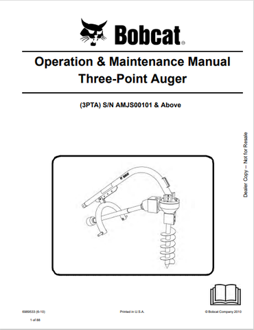 Discover the comprehensive BOBCAT 3PTA Three-Point Auger Operation & Maintenance Manual (6989533) in PDF format. Essential for efficient operation and upkeep.