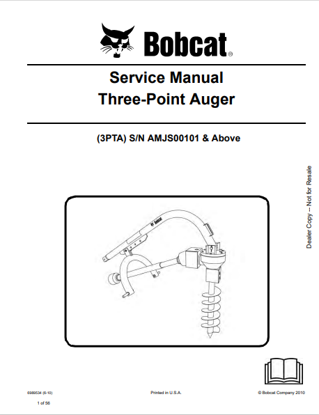 Discover the comprehensive BOBCAT 3PTA Three-Point Auger Service Manual (6989534) in PDF format. Access essential maintenance and operation guidelines today.