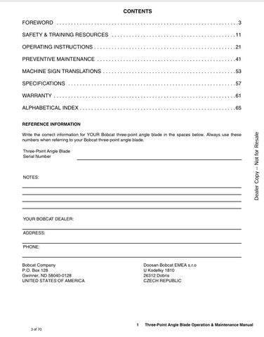 BOBCAT 3PT (7381646) OPERATION AND MAINTENANCE MANUAL PDF FILE