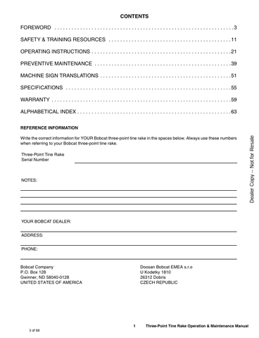 BOBCAT 3PT (7383793ENUS) OPERATION & MAINTENANCE MANUAL PDF DOWNLOAD