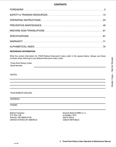 BOBCAT 3PT (7383796ENUS) OPERATION AND MAINTENANCE MANUAL PDF FILE