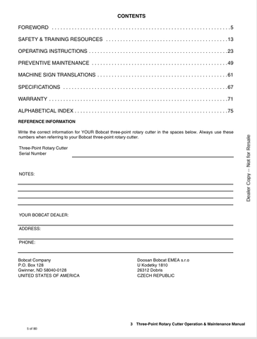 BOBCAT 3PT (7383796ENUS) OPERATION & MAINTENANCE MANUAL PDF DOWNLOAD