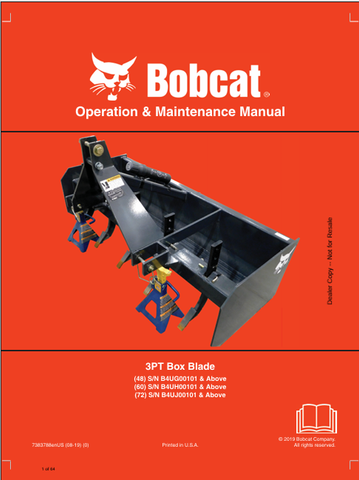 Discover the comprehensive BOBCAT 3PT Box Blade Operation & Maintenance Manual (7383788) in PDF format. Essential guidance for optimal performance and care.