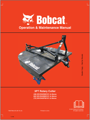 Discover the comprehensive BOBCAT 3PT Rotary Cutter Operation & Maintenance Manual (7383796) in PDF format. Essential guidance for optimal performance and care.