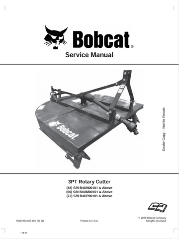 Discover the comprehensive BOBCAT 3PT Rotary Cutter Service Manual (7383797) in PDF format. Access essential maintenance and repair information today.