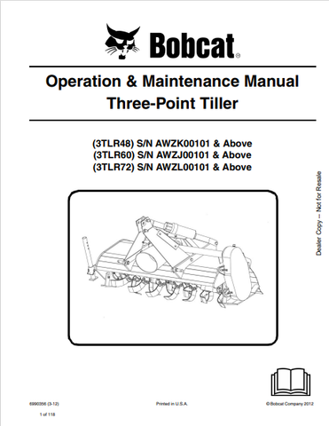  Discover the comprehensive operation and maintenance manual for BOBCAT 3TLR48, 3TLR60, and 3TLR72 Tree-Pine Tillers. Download the PDF for expert guidance.
