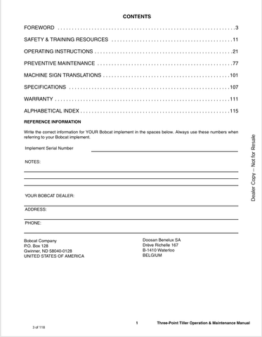 BOBCAT 3TLR48 (6990356) OPERATION AND MAINTENANCE MANUAL PDF FILE