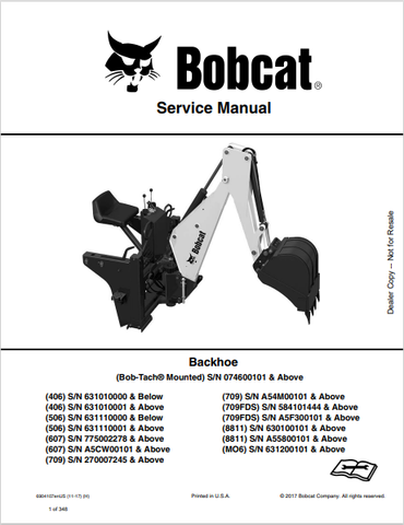  Discover the comprehensive BOBCAT backhoe service manual for models 406, 506, 607, 709, 709FDS, 8811, and MO6. Download the PDF for expert guidance.