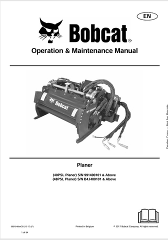 Discover the comprehensive operation and maintenance manual for BOBCAT 40PSL and 48PSL planers. Download the PDF file for essential guidelines and tips.