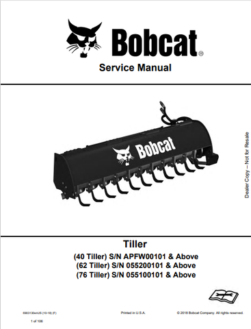 iscover the comprehensive service manual for BOBCAT 40, 62, and 76 tillers. Download the PDF file (6903130) for expert guidance and maintenance tips.