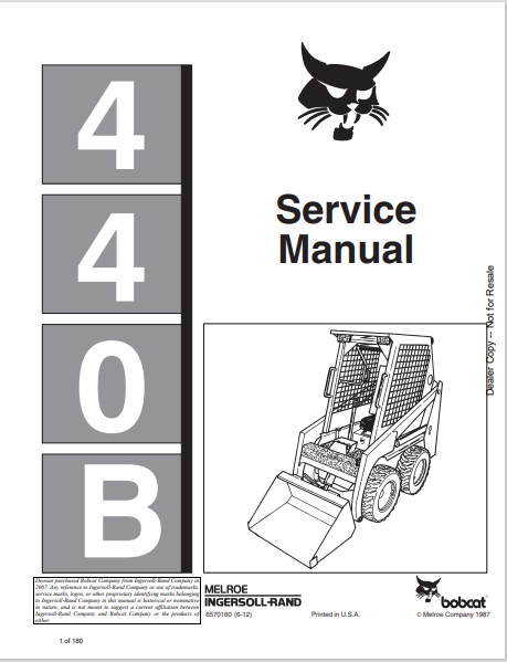 Access the BOBCAT 440B Service Manual (6570160) in PDF format. Get detailed maintenance and repair information to keep your equipment running smoothly.