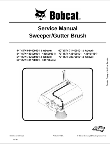 Access the comprehensive service manual for BOBCAT sweepers and gutter brushes in PDF format. Get detailed insights for models 44” to 72” today!