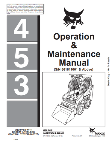 Discover the comprehensive BOBCAT 453 Operation & Maintenance Manual (6724163) in PDF format. Ensure optimal performance and longevity of your equipment.