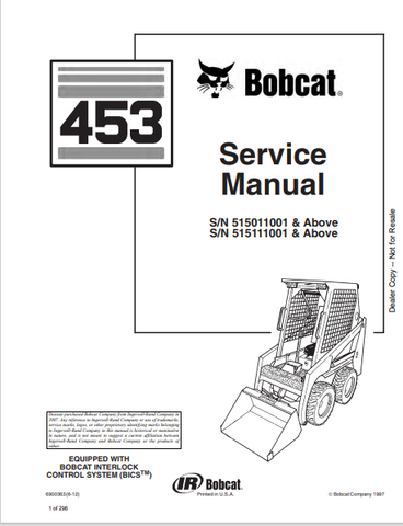 Access the BOBCAT 453 Service Manual (6900363) in PDF format. Get detailed maintenance and repair information for optimal performance of your equipment.