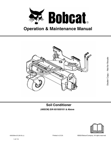  Discover the comprehensive BOBCAT 48SCM Soil Conditioner Operation & Maintenance Manual (6902008). Download the PDF for expert guidance and tips.